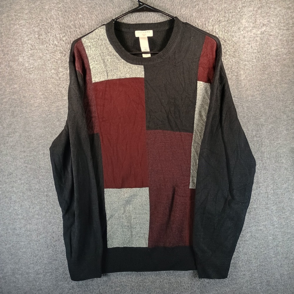 VTG Dockers Sweater Men L Geometric Crewneck Pullover Knit Retro Cozy Classy